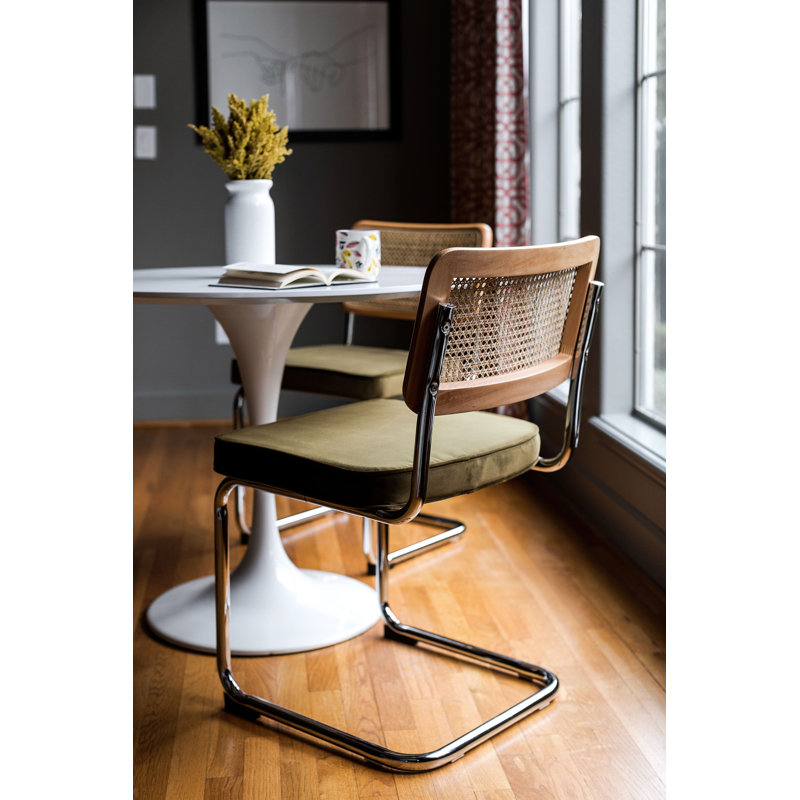 Elkmont Cane and Velvet Upholstered Dining Chair AllModern